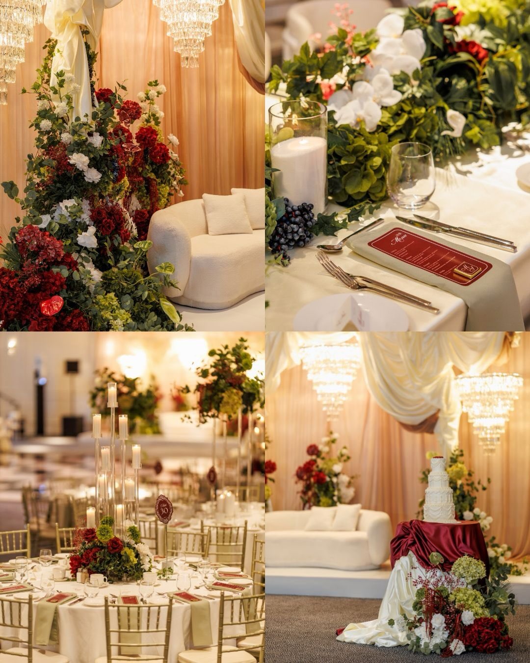 Florals, table setting and cake styling from a cultural wedding at Melrose Events