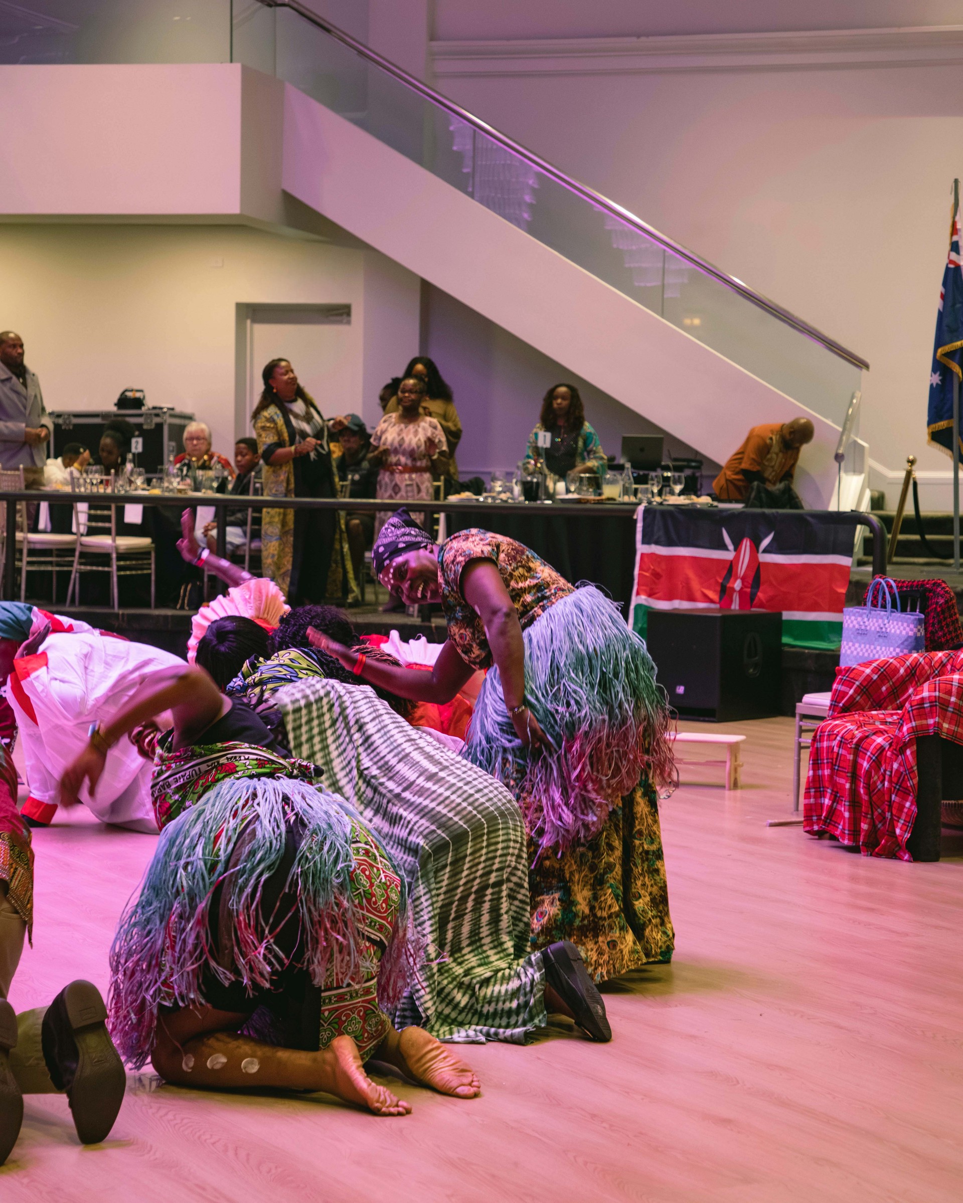 Traditional dance troupe performing on the ballroom floor at Melrose Events