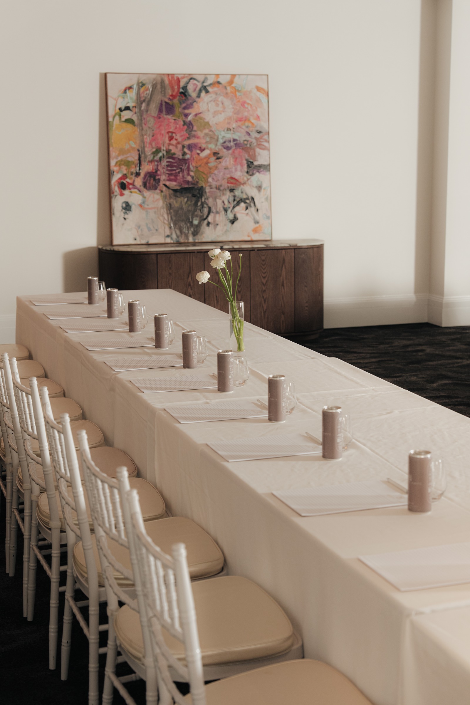 Long table setting with candles and flowers on the Grand Ballroom Mezzanine
